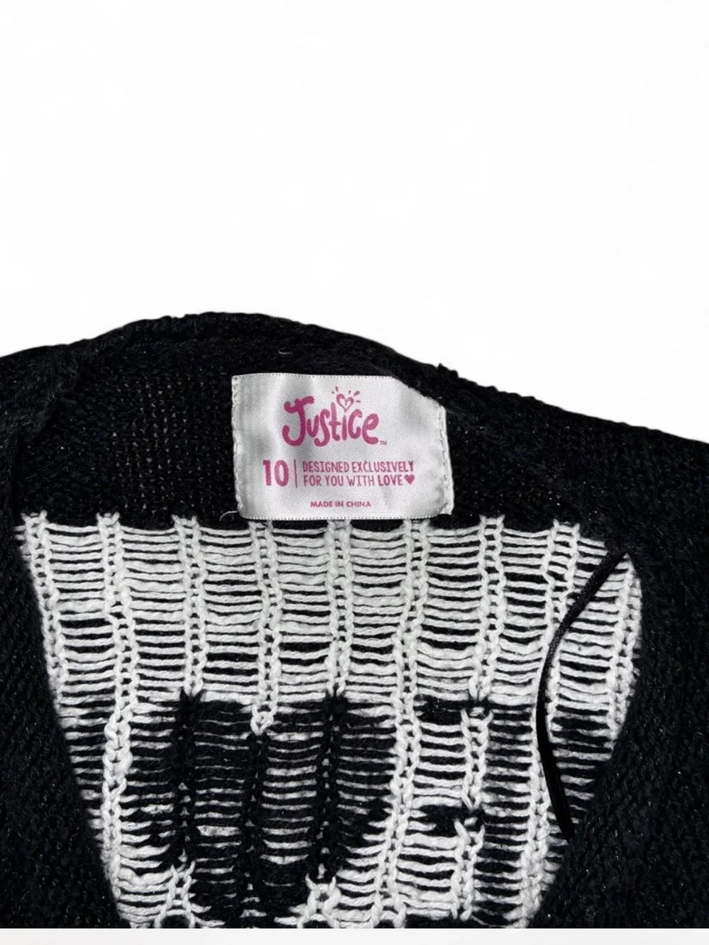 Justice Black Sweater with White 